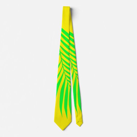 Palmblättriger tropischer Neon Gelbgrün Abstrakt Krawatte (Vorderseite)