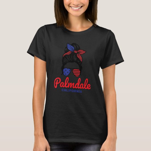 Palmdale California Retro Messy Bun T-Shirt (Vorderseite)