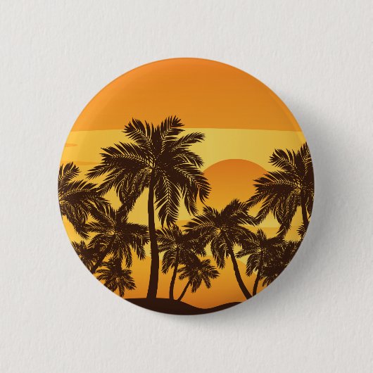 Palme am Sonnenuntergang Button (Vorderseite)