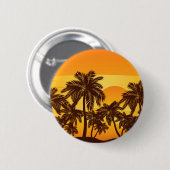 Palme am Sonnenuntergang Button (Vorne & Hinten)
