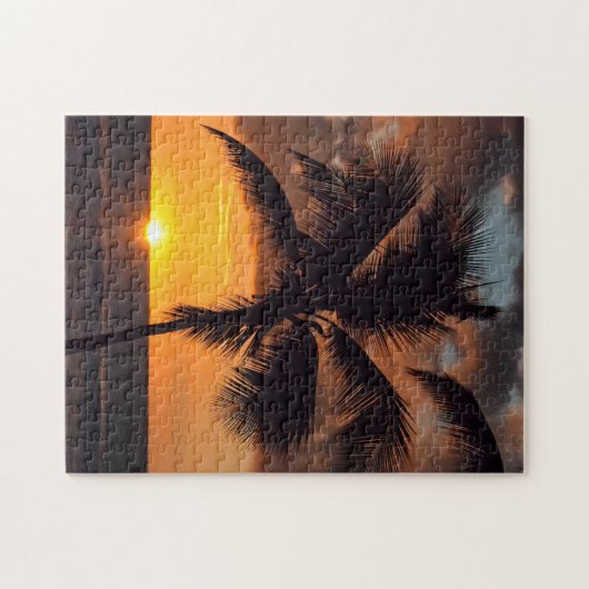 Palme am Sonnenuntergang im Insel-Puzzlespiel Puzzle (Horizontal)