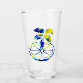 Palme auf einer Orangenscheibe Glas (Vorderseite)