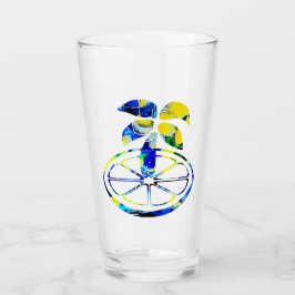 Palme auf einer Orangenscheibe Glas