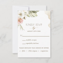 Palme, Bananenpflanzen Blätter mit Blumenmuster oh RSVP Karte