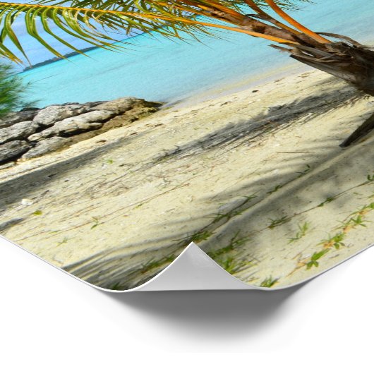 Palme Baum und Poster des Badeortes (Ecke)