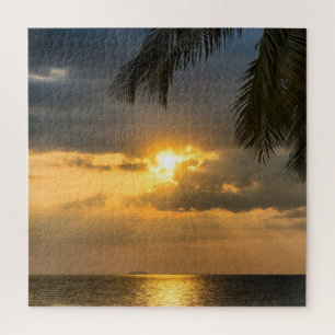Palme bei Sonnenuntergang Puzzle