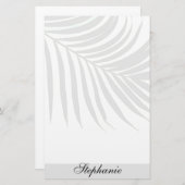 Palme-Blatt-graues mit Monogramm einzigartiges Briefpapier (Vorne/Hinten)