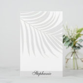 Palme-Blatt-graues mit Monogramm einzigartiges Briefpapier (Stehend Vorderseite)