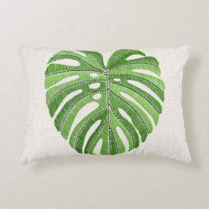 Palme Blätter bestickt. Green Tropical Monstera Dekokissen