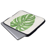 Palme Blätter bestickt. Green Tropical Monstera Laptopschutzhülle (Vorne Knopf)