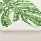 Palme Blätter bestickt. Green Tropical Monstera Sherpadecke (3/4)