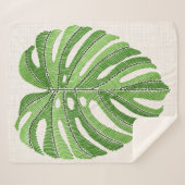 Palme Blätter bestickt. Green Tropical Monstera Sherpadecke (Vorderseite (Horizontal))