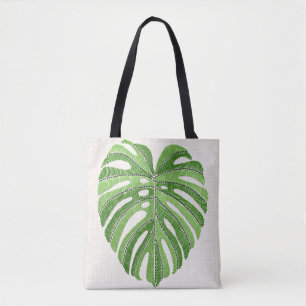 Palme Blätter bestickt. Green Tropical Monstera Tasche