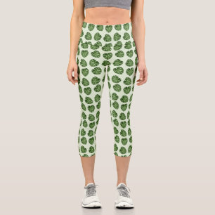Palme-Blätter, Grüne Blätter, tropisches Muster Capri Leggings