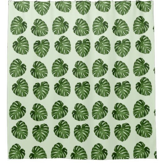 Palme-Blätter, Grüne Blätter, tropisches Muster Duschvorhang (Vorderseite)