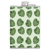 Palme-Blätter, Grüne Blätter, tropisches Muster Flachmann (Rückseite)