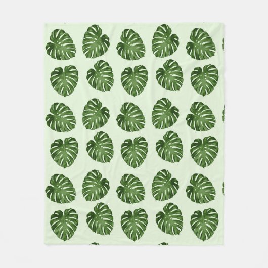 Palme-Blätter, Grüne Blätter, tropisches Muster Fleecedecke (Vorderseite)