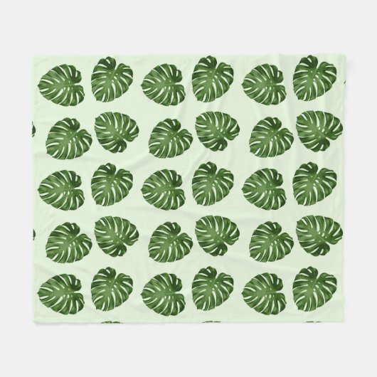 Palme-Blätter, Grüne Blätter, tropisches Muster Fleecedecke (Vorderseite (Horizontal))