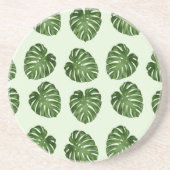 Palme-Blätter, Grüne Blätter, tropisches Muster Getränkeuntersetzer (Vorne)