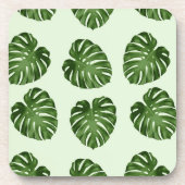 Palme-Blätter, Grüne Blätter, tropisches Muster Getränkeuntersetzer (Vorderseite)