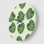 Palme-Blätter, Grüne Blätter, tropisches Muster Große Wanduhr (Winkel)