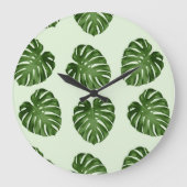 Palme-Blätter, Grüne Blätter, tropisches Muster Große Wanduhr (Vorderseite)