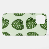 Palme-Blätter, Grüne Blätter, tropisches Muster iPhone Hülle (Rückseite (Horizontal))