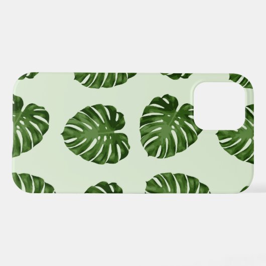 Palme-Blätter, Grüne Blätter, tropisches Muster iPhone Hülle (Rückseite (Horizontal))