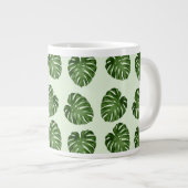 Palme-Blätter, Grüne Blätter, tropisches Muster Jumbo-Tasse (Vorderseite Rechts)