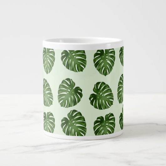 Palme-Blätter, Grüne Blätter, tropisches Muster Jumbo-Tasse (Vorderseite)
