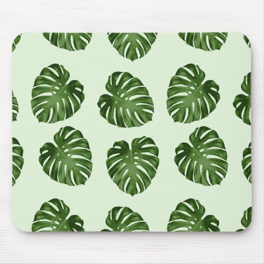 Palme-Blätter, Grüne Blätter, tropisches Muster Mousepad (Vorne)