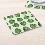 Palme-Blätter, Grüne Blätter, tropisches Muster Rechteckiger Pappuntersetzer (angewinkelt)