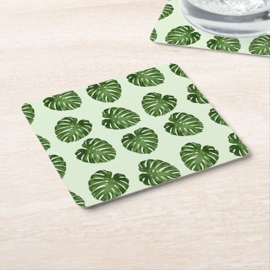 Palme-Blätter, Grüne Blätter, tropisches Muster Rechteckiger Pappuntersetzer (angewinkelt)