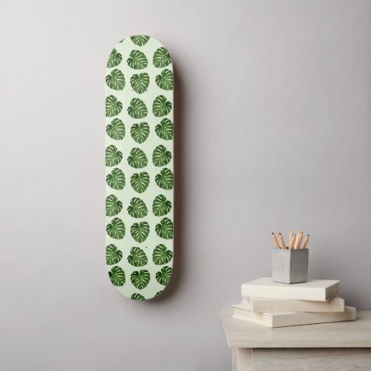 Palme-Blätter, Grüne Blätter, tropisches Muster Skateboard (Wandkunst)