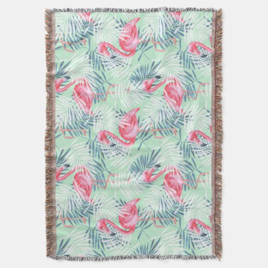 Palme Blätter und Flamingos Decke (Vorderseite Vertikal)