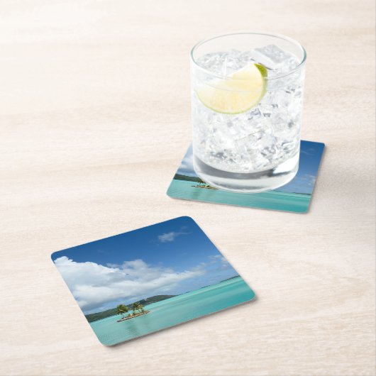 Palme Bora Bora im Lagune-Untersetzer Rechteckiger Pappuntersetzer (Vor Ort)