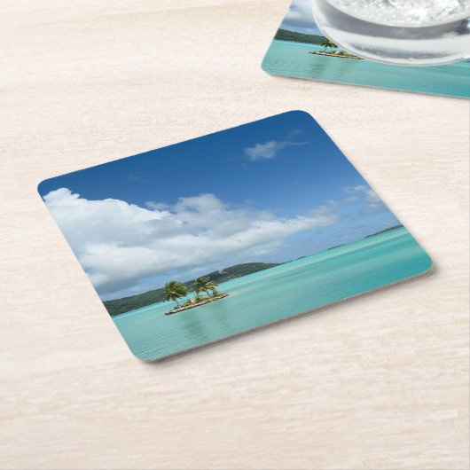 Palme Bora Bora im Lagune-Untersetzer Rechteckiger Pappuntersetzer (angewinkelt)