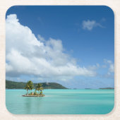 Palme Bora Bora im Lagune-Untersetzer Rechteckiger Pappuntersetzer (Vorderseite)
