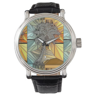 Palme-Buntglas-Art-Uhr Armbanduhr