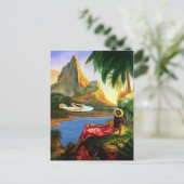 Palme des Vintagen tropischen Flugzeug Postkarte (Stehend Vorderseite)