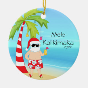 Palme, die Sankt-Hawaiianer-Weihnachten sich Keramik Ornament