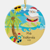 Palme, die Sankt-Hawaiianer-Weihnachten surft Keramikornament (Vorne)