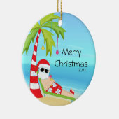 Palme, die tropisches Weihnachten Sankt sich Keramikornament (Rechts)