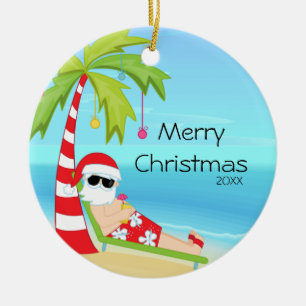 Palme, die tropisches Weihnachten Sankt sich Keramikornament