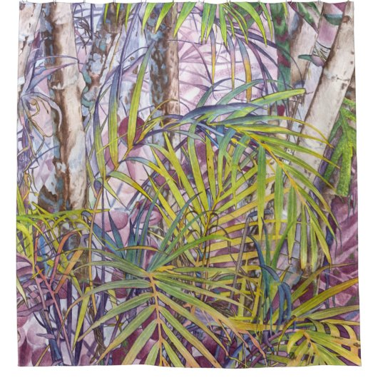 Palme-Dschungel-tropischer Duschvorhang (Vorderseite)