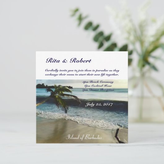 Palme | Einladung zur Hochzeit Semi Gloss (Stehend Vorderseite)