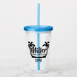 Palme-Familien-Ferien Acryltrinkbecher