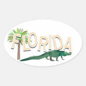 Palme Florida und Alligator Ovaler Aufkleber (Vorderseite)