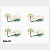 Palme Florida und Alligator Ovaler Aufkleber (Blatt)