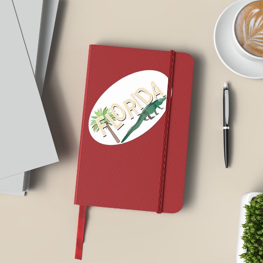 Palme Florida und Alligator Ovaler Aufkleber